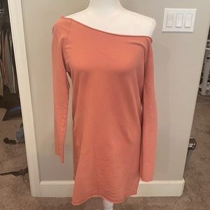 Coral off the shoulder dress